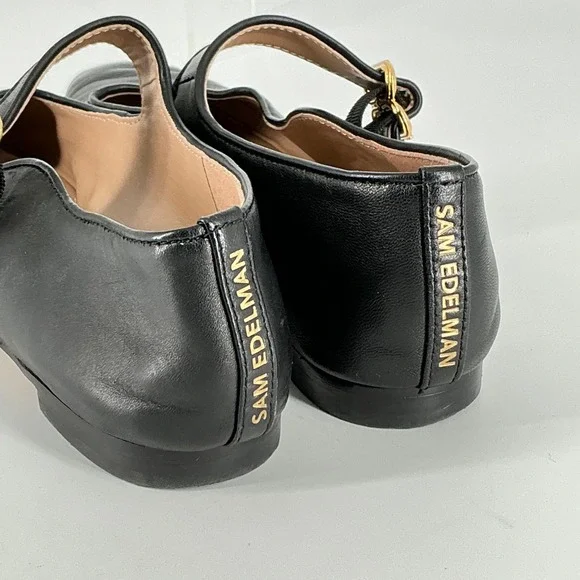 Sam Edelman Size 8 Black Leather Mary Jane Square Toe Flats Michaela - Picture 13 of 14